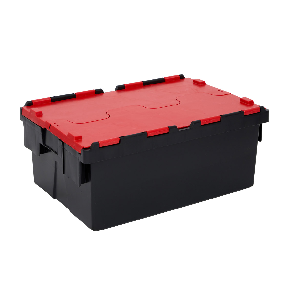 PLAS45LE Black With Red Lid Storage Box Crates Closed