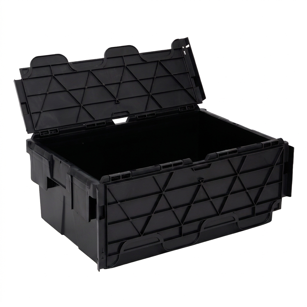 PLAS45LE Black Storage Box Crates Open