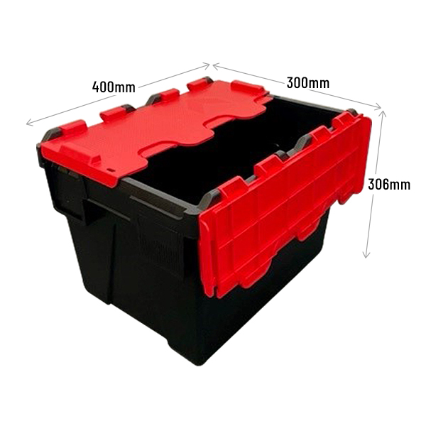 25 Litre Attached Lid Container In Red And Black