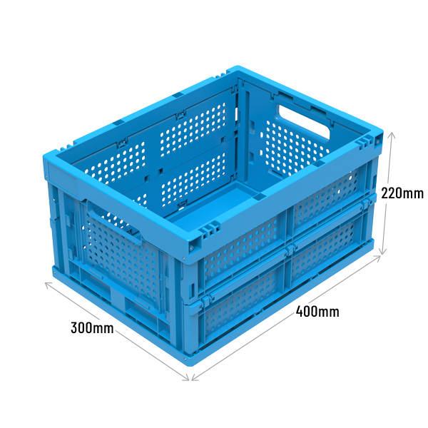 Folding Container in Blue With Ventilated Sides And Solid Base