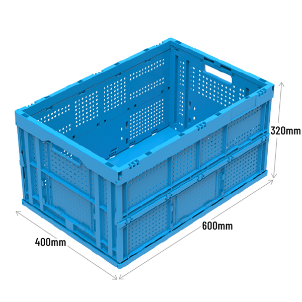 Folding Container in Blue With Ventilated Sides And Solid Base