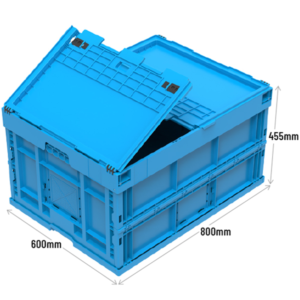 Folding Container With Attached Hinged Lid in Blue
