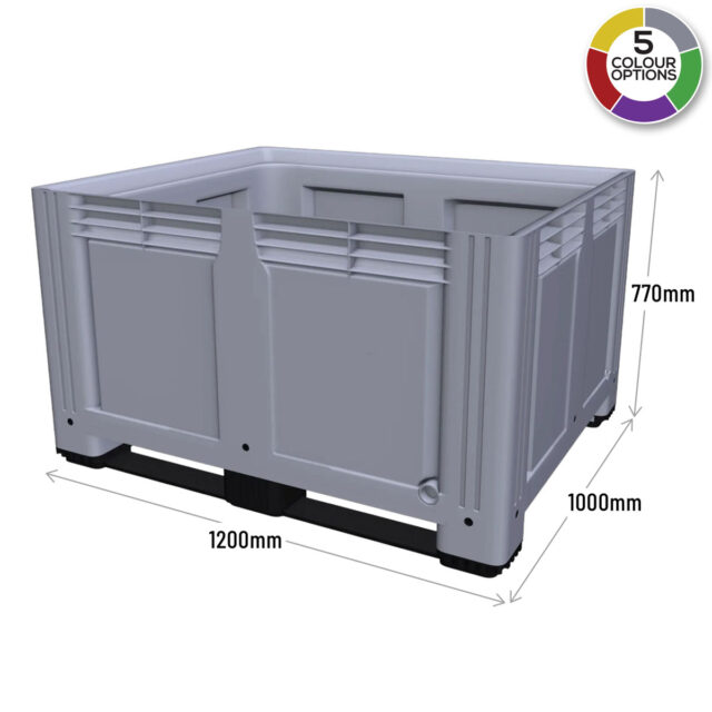 Large Plastic Pallet Box with 2 Runners In Grey