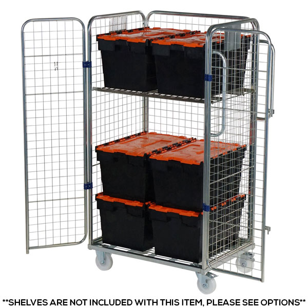 4 Sided Merchandise Trolley - Roll Cages with Tote Boxes