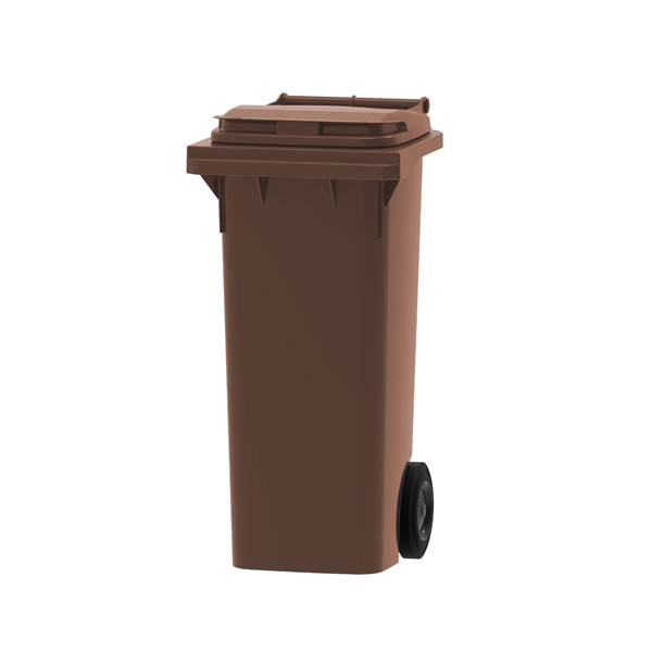 80 litre wheelie bin in brown