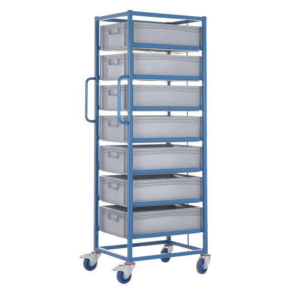 Mobile Tray Rack With 7 Euro Containers