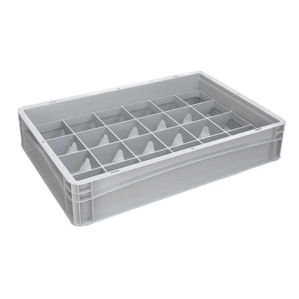 Basicline Euro Container With 24 Hole Glassware Inserts