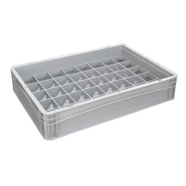 Basicline Euro Container With 40 Hole Glassware Inserts