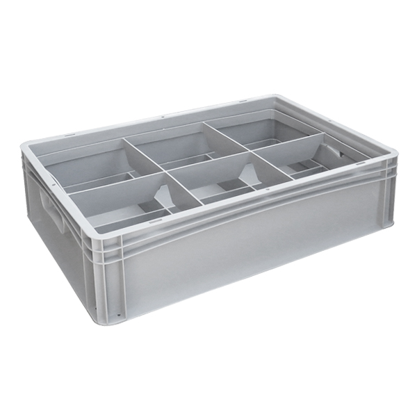 Basicline Euro Container With 6 Hole Glassware Inserts