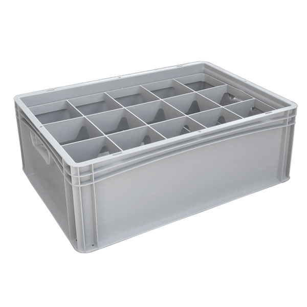 Basicline Euro Container With 15 Hole Glassware Inserts