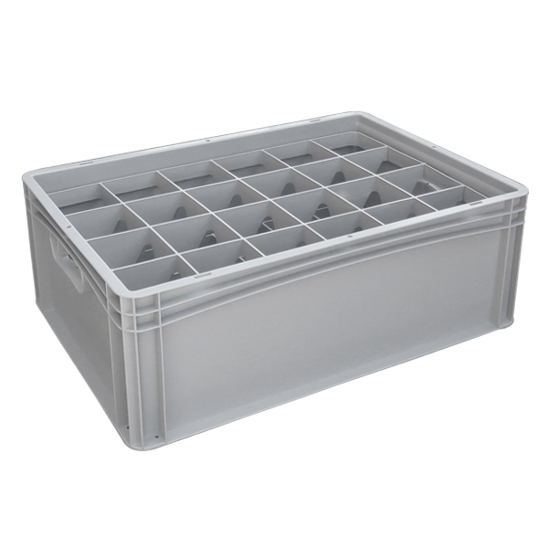 Basicline Euro Container With 24 Hole Glassware Inserts