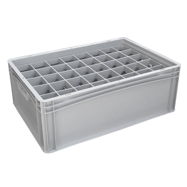 Basicline Euro Container With 40 Hole Glassware Inserts