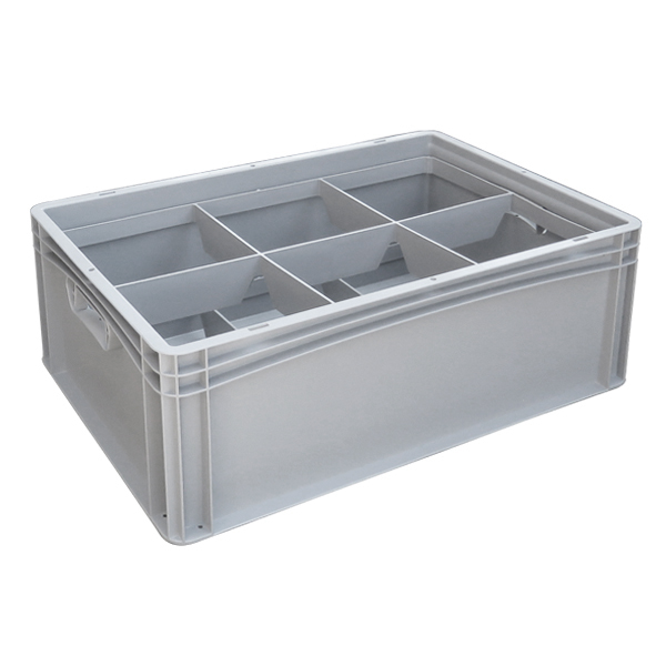 Basicline Euro Container With 6 Hole Glassware Inserts