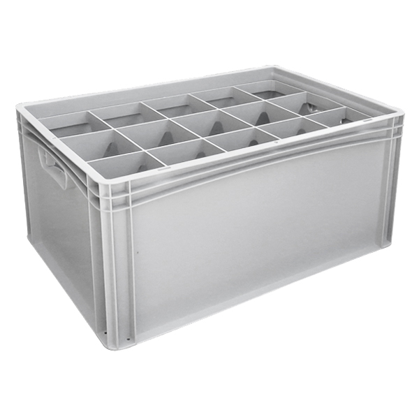 Basicline Euro Container With 15 Hole Glassware Inserts