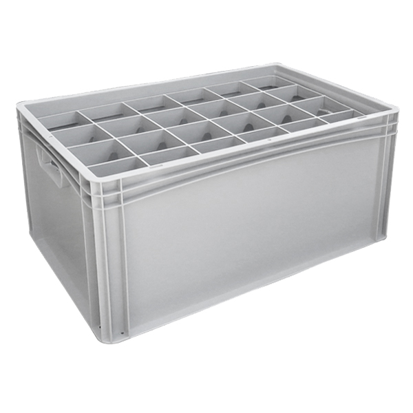 Basicline Euro Container With 24 Hole Glassware Inserts