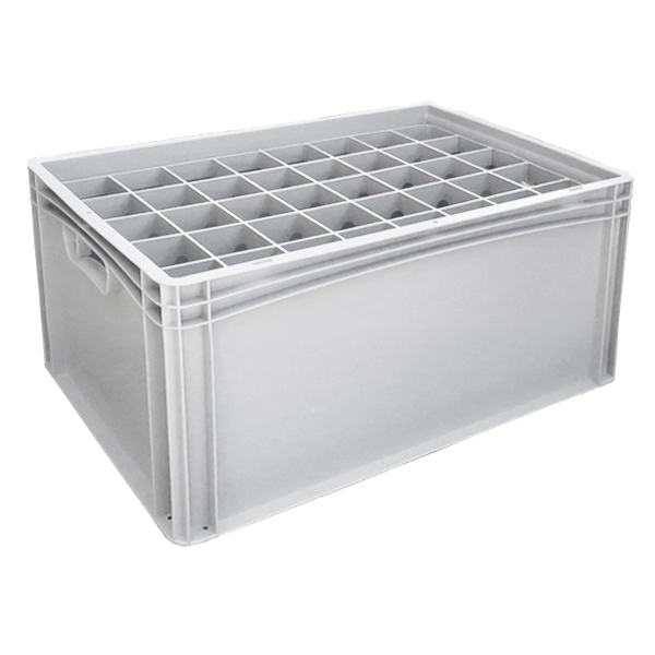 Basicline Euro Container With 40 Hole Glassware Inserts