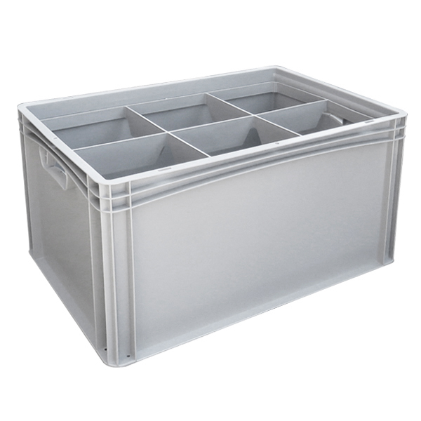Basicline Euro Container With 6 Hole Glassware Inserts