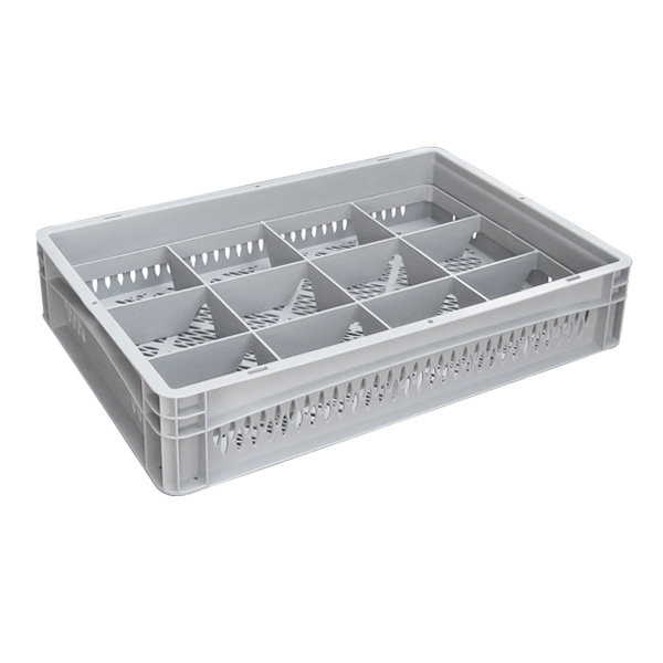 Basicline Perforated Euro Container With 12 Hole Glassware Inserts