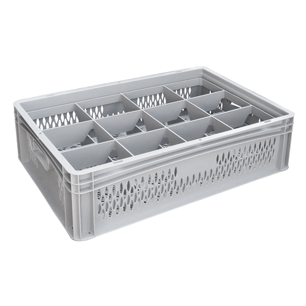 Ventilated Basicline Euro Container With 12 Hole Glassware Inserts