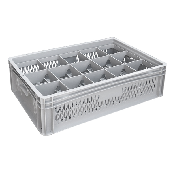 Ventilated Basicline Euro Container With 15 Hole Glassware Inserts