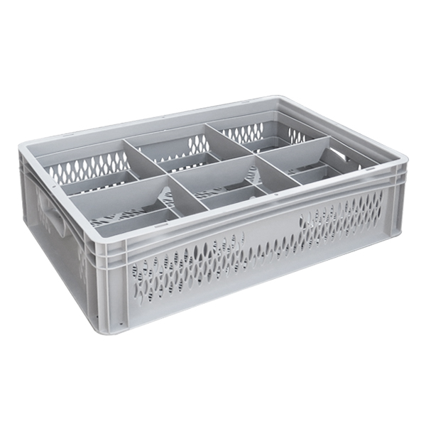 Ventilated Basicline Euro Container With 6 Hole Glassware Inserts