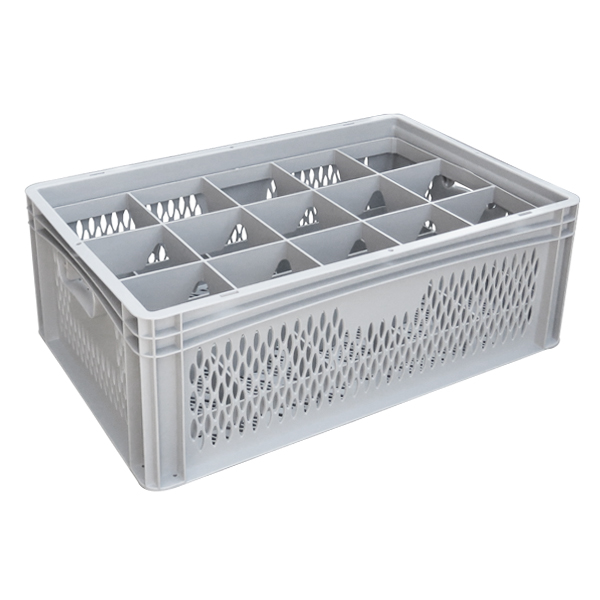 Ventilated Basicline Euro Container With 15 Hole Glassware Inserts