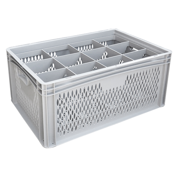 Ventilated Basicline Euro Container With 12 Hole Glassware Inserts