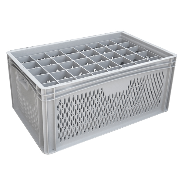 Ventilated Basicline Euro Container With 40 Hole Glassware Inserts