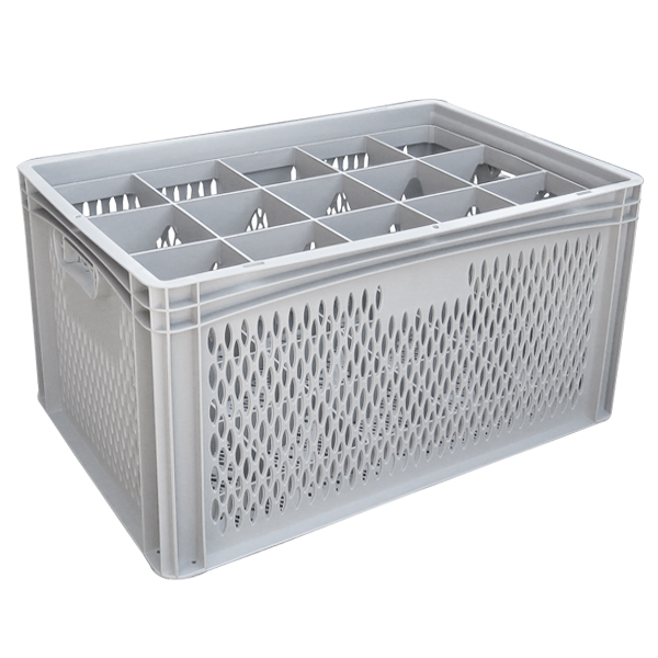 Ventilated Basicline Euro Container With 15 Hole Glassware Inserts