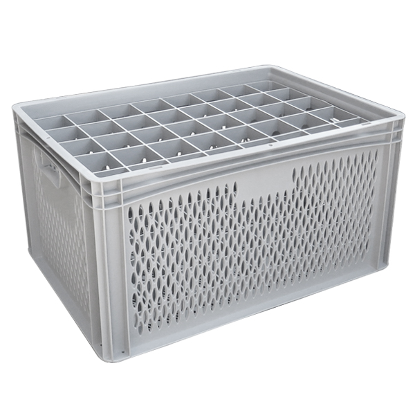 Ventilated Basicline Euro Container With 40 Hole Glassware Inserts