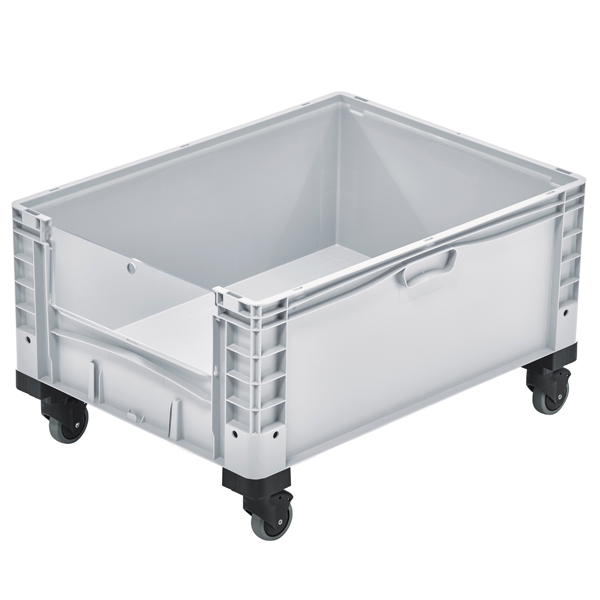 Open End Euro Picking Container with Translucent Door and Wheels