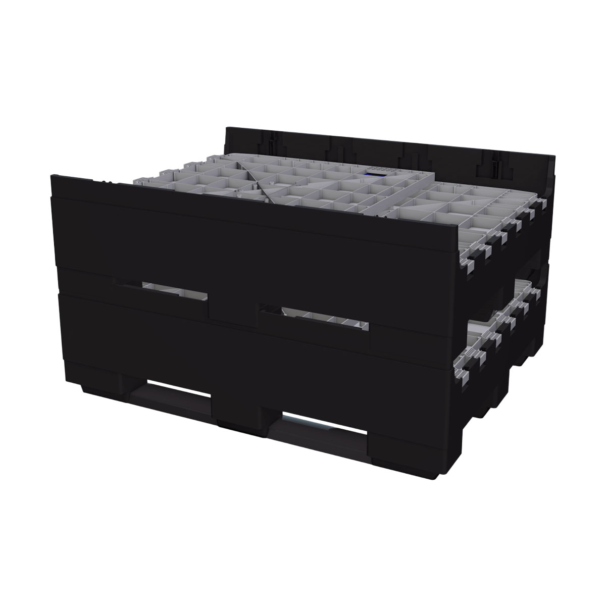 Collapsible Plastic Pallet Box Collapsed And Stacked