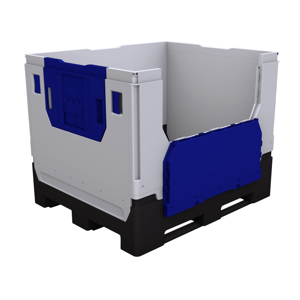Collapsible Plastic Pallet Box With Drop Down Doors