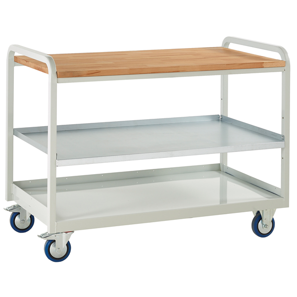 Euroslide Steel Shelf Trolley with beech worktop