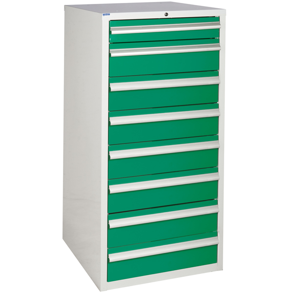 Euroslide cabinet with 8 drawers in green