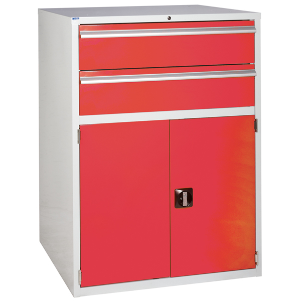 Euroslide cabinet with 2 drawers and 1 cupboard in red