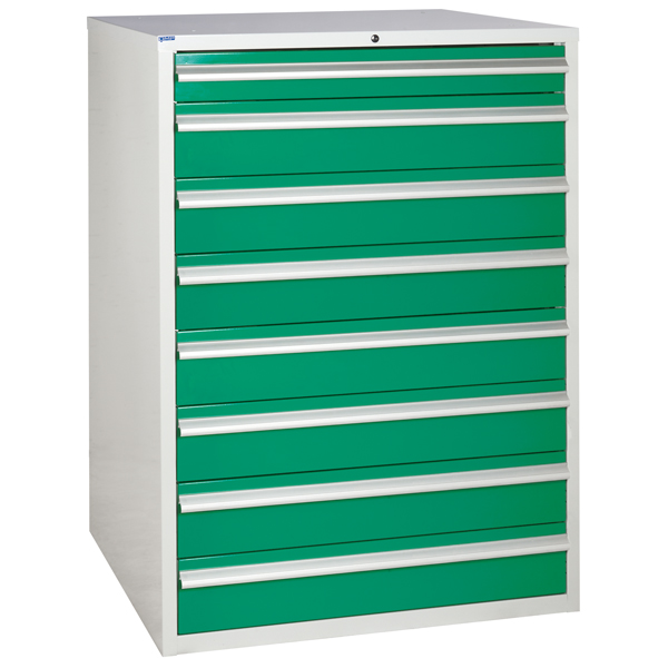 Euroslide cabinet with 8 drawers in green