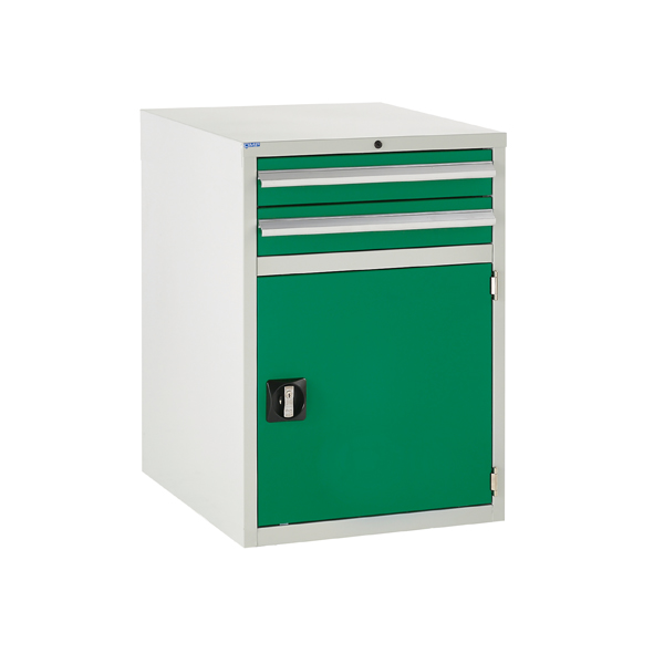 Euroslide cabinet with 2 drawers and 1 cupboard in green