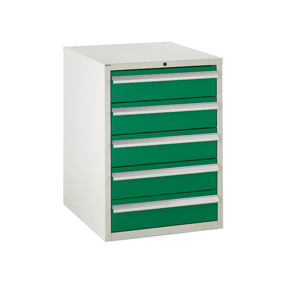 Euroslide cabinet with 5 drawers in green