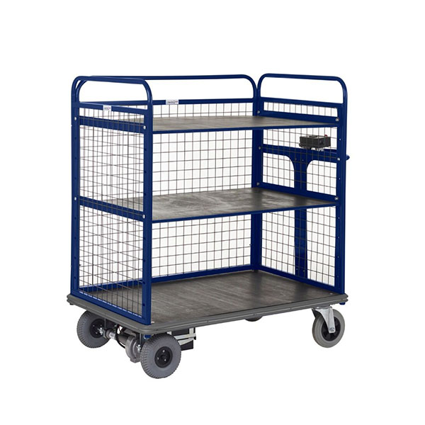 Powered Distribution Trolley 2 Shelves and Sides In Blue