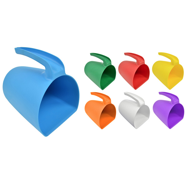 Blue, Red, Green, Orange, Purple, White Plastic Scoop Jugs