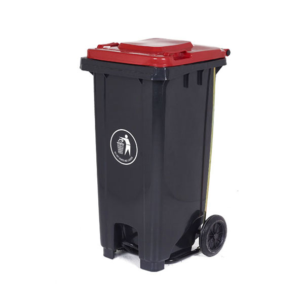 120 Litre Wheeled Bin in Red/Orange