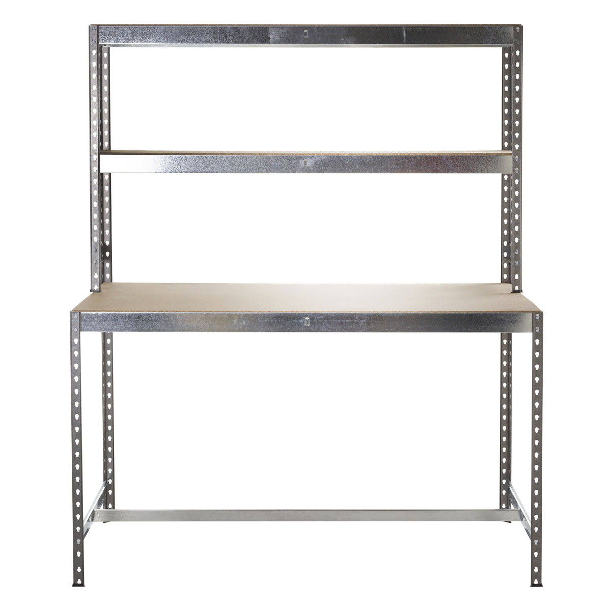 Mammoth Workbench (550 kg Capacity) with Chipboard Worktop & 2 x Upper Shelves