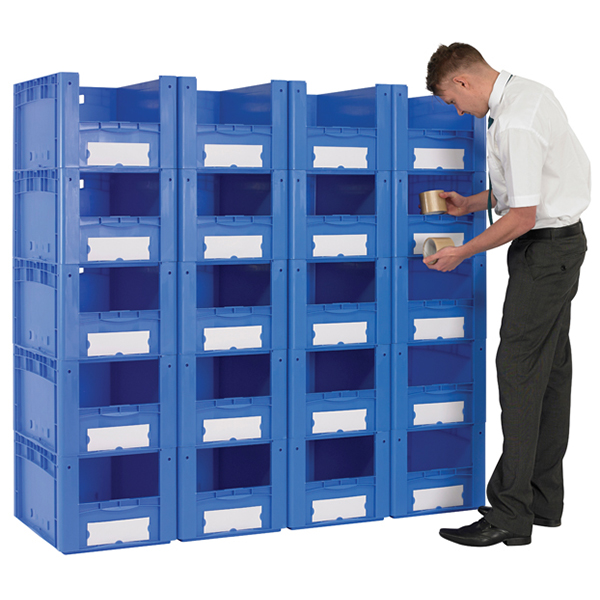 Pick Wall Of 20 Medium Euro Containers With Open Fronts