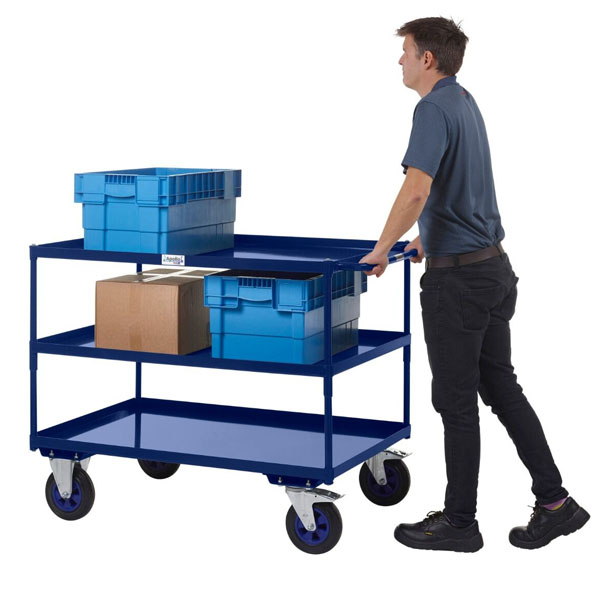 Heavy Duty Shelf Trucks with Steel Shelving In Use