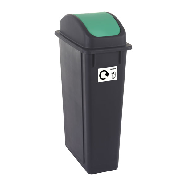 90 Litre Plastic Bin With Green Lid