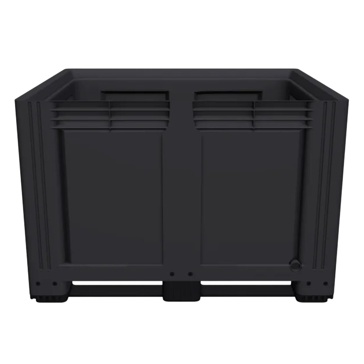 Large Plastic Pallet Box with 3 Runners Side VIew