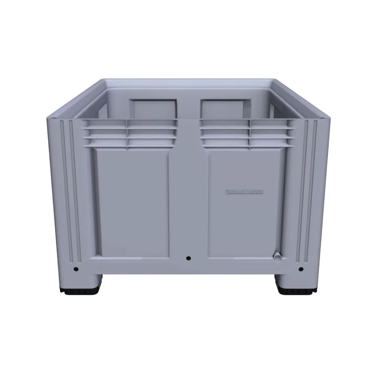 Large Plastic Pallet Box with 2 Runners End View