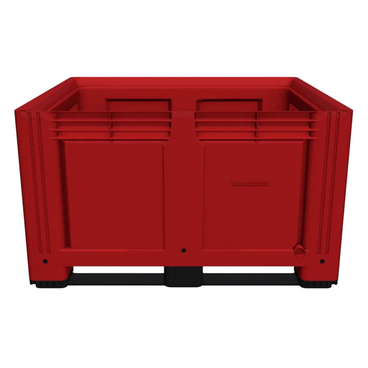 Large Plastic Pallet Box with 2 Runners In Red Side View
