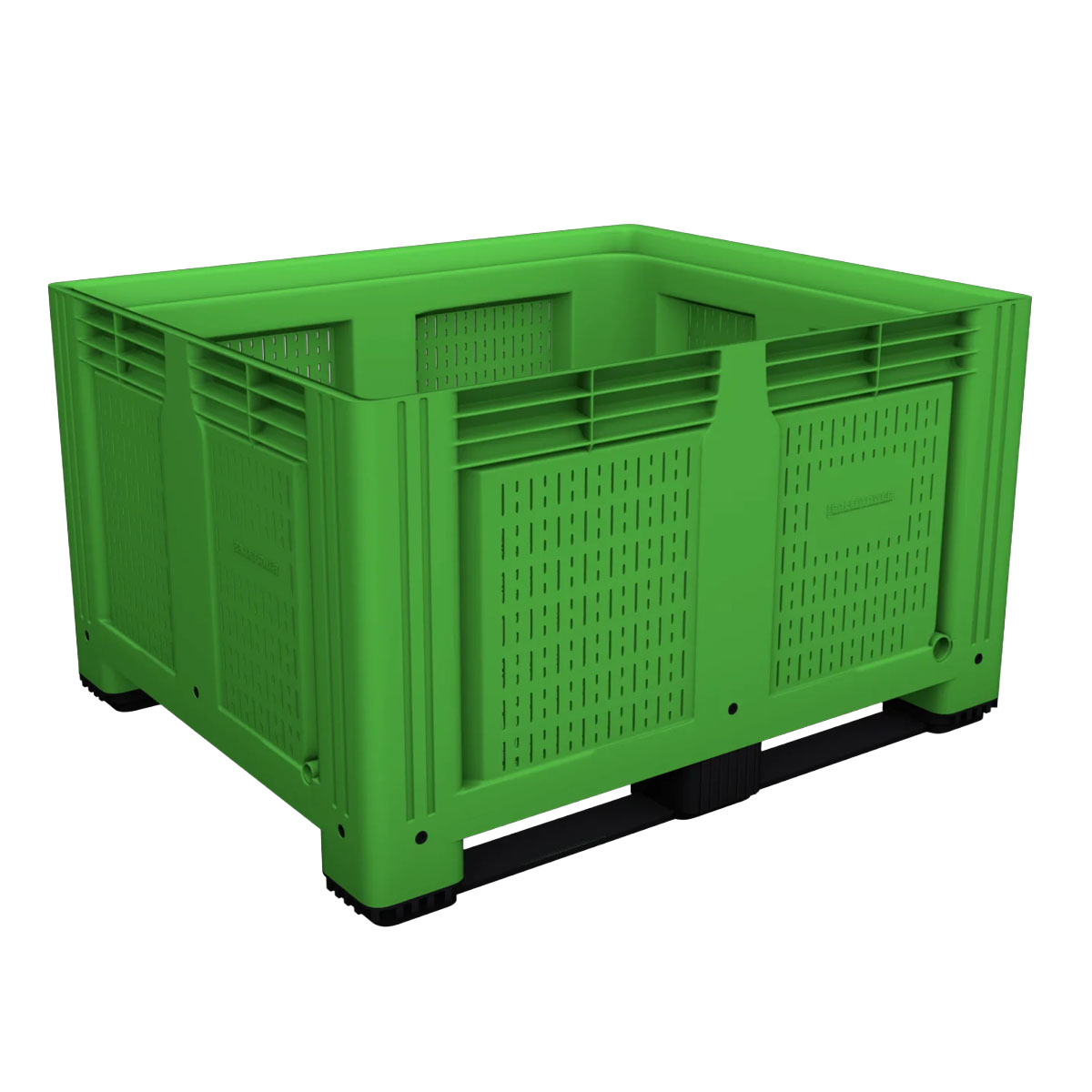 Large Vented Plastic Pallet Box with 2 Runners In Green